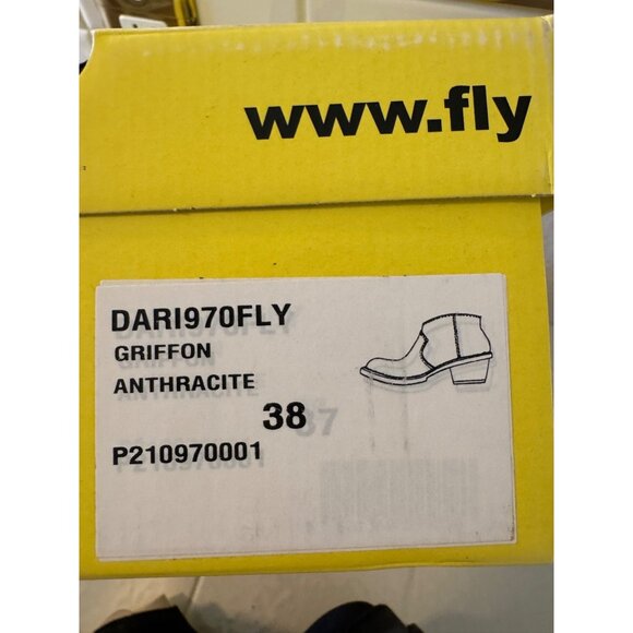 Fly London Dari Size 38 US 7.5 Anthracite Black Suede NWB Leather Ankle Bootie - Picture 7 of 14